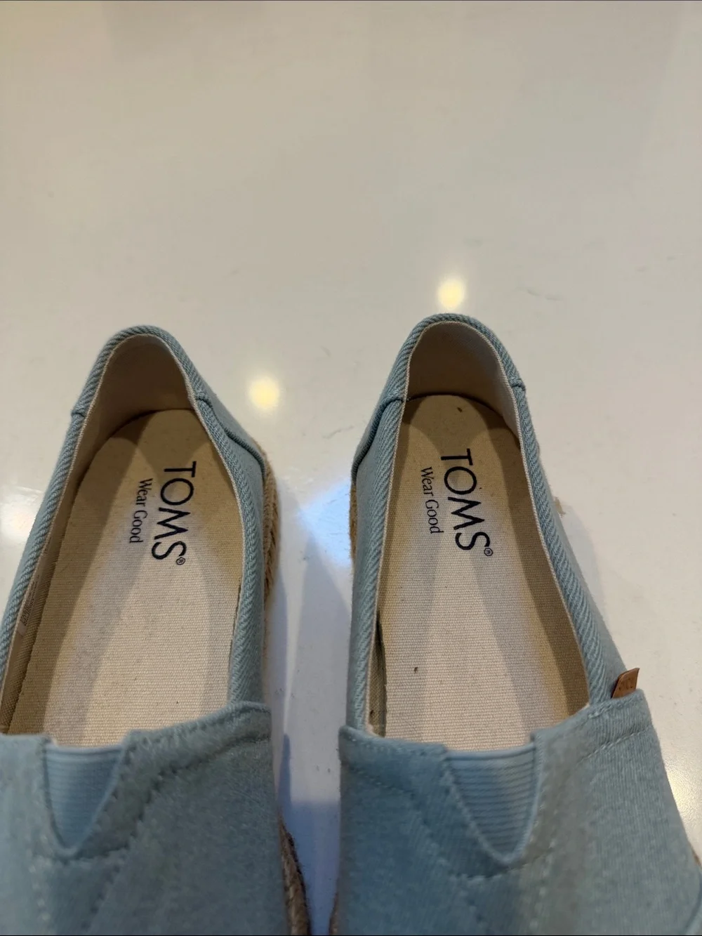 Toms Womens Light Blue Canvas Slip-On Espadrilles